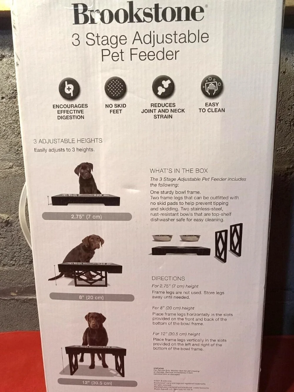 Brookstone 3-Stage Adjustable Pet Feeder - Brown
